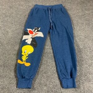 Looney‎ Tunes Sweatpants Youth Medium 7 9 Joggers Sylvester Tweety Bird 24x25